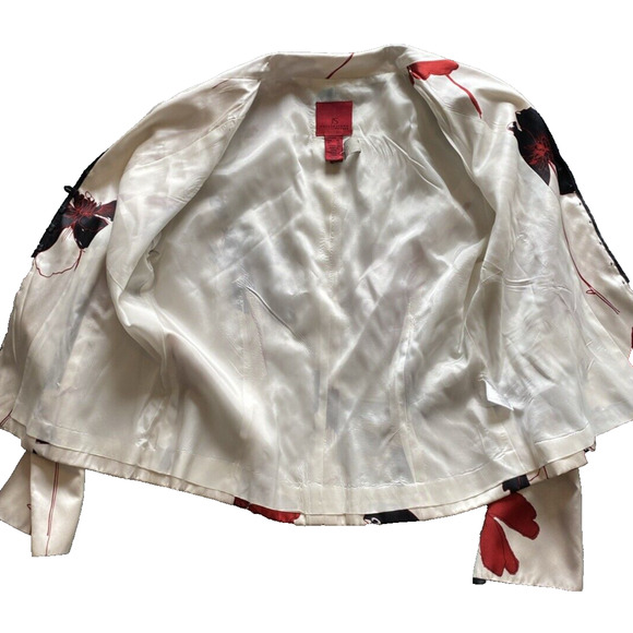 JS Collections Pale Multi Floral Print 100% Silk Button Front Jacket 8P - Picture 8 of 10